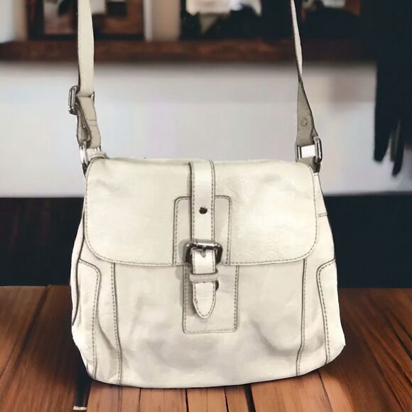 Fossil off-white leather cross body bag - Picture 1 of 9